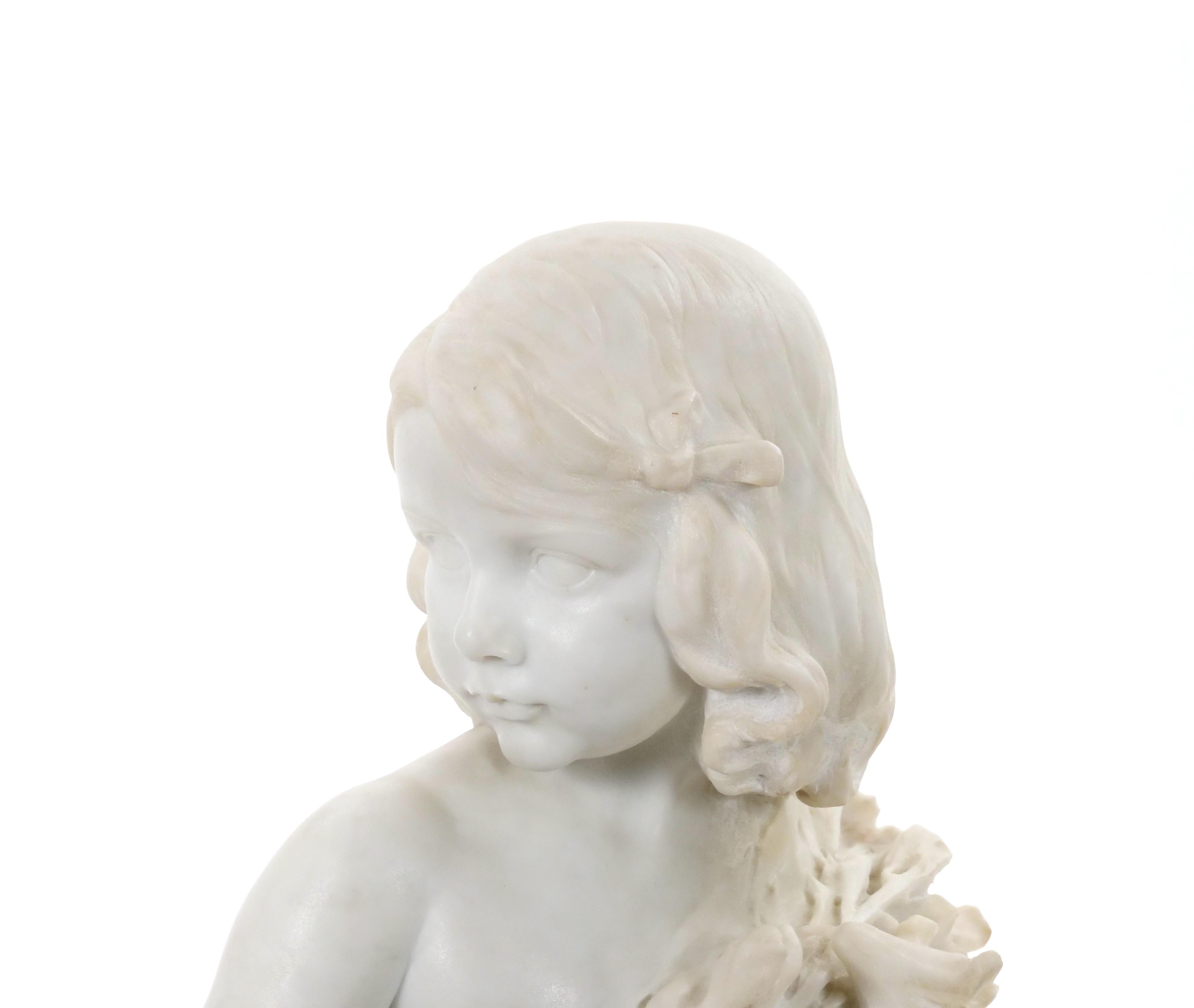Ancien portrait en marbre de Carrare d'une jeune fille par Pietro Canonica en vente 2