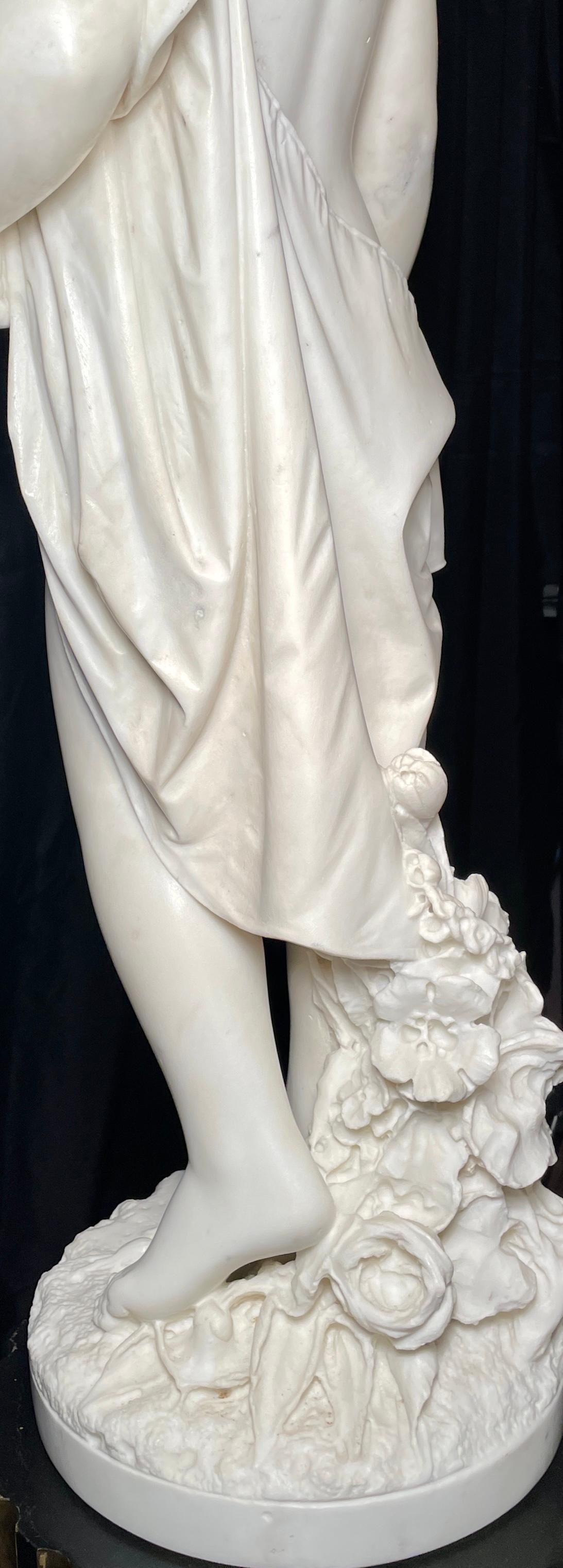 Antigua escultura italiana de mármol de Carrara de Raffaello Romanelli, hacia la década de 1890 en venta 5