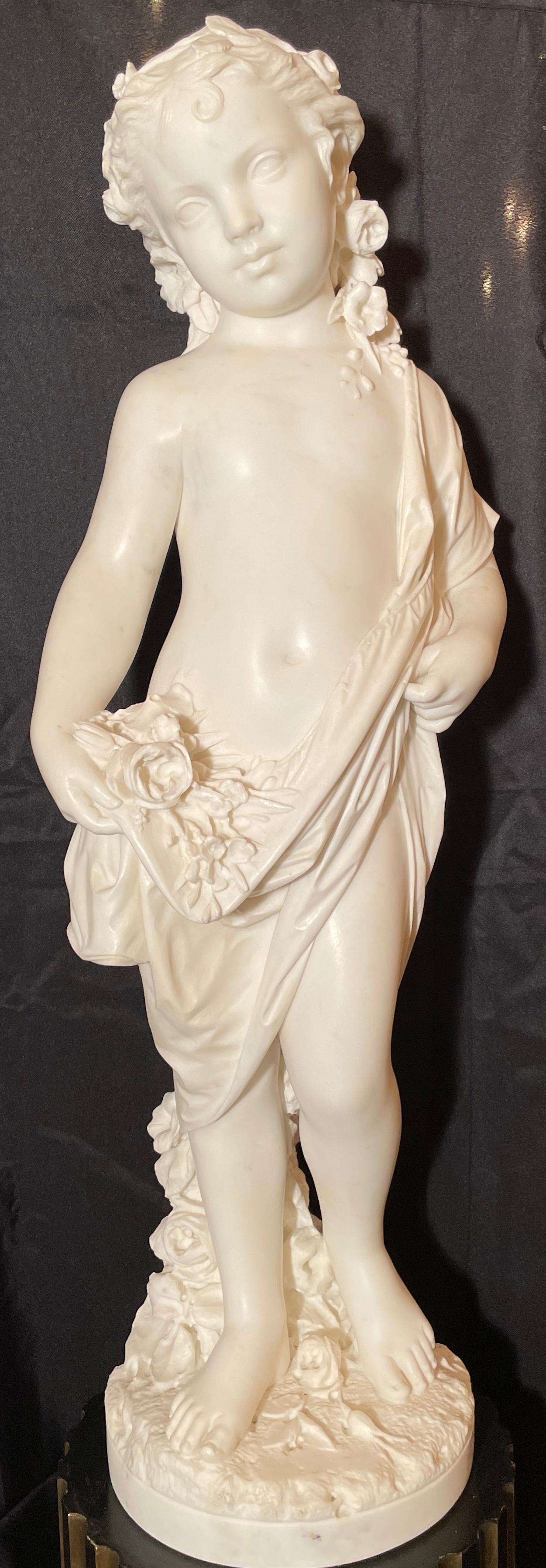 Magnificent Antique Italian Carrara marble sculpture by Raffaello Romanelli (1856-1928), Circa 1890. 
