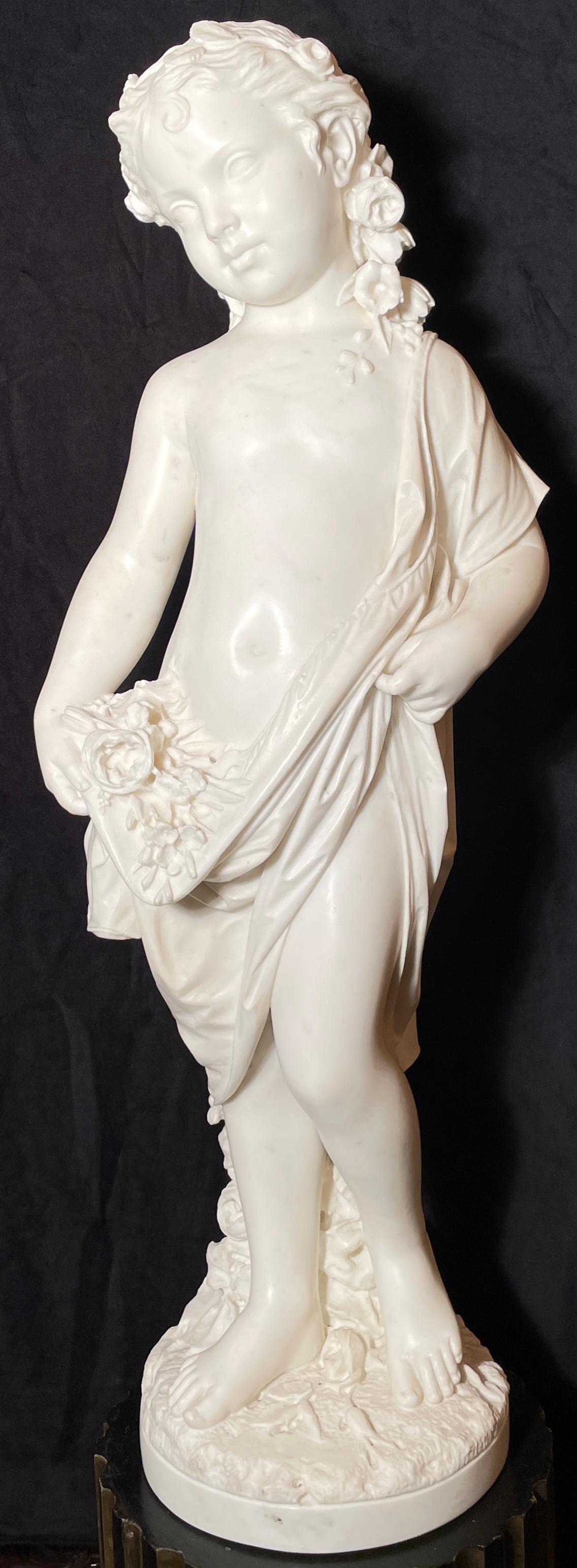 Antike italienische Carrara-Marmor-Skulptur von Raffaello Romanelli, um 1890 (Italienisch) im Angebot
