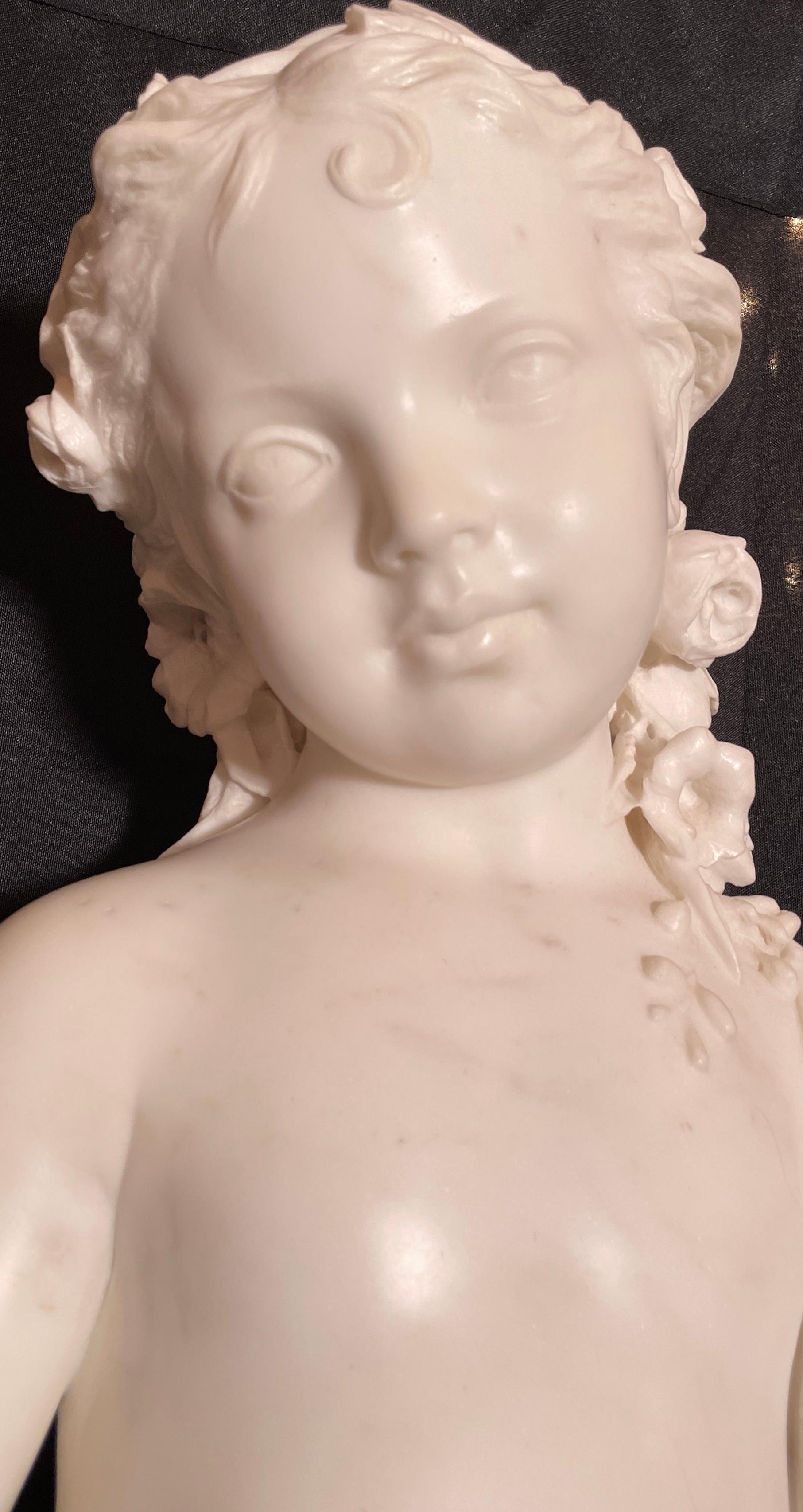 Marbre de Carrare Sculpture italienne ancienne en marbre de Carrare par Raffaello Romanelli, vers 1890 en vente