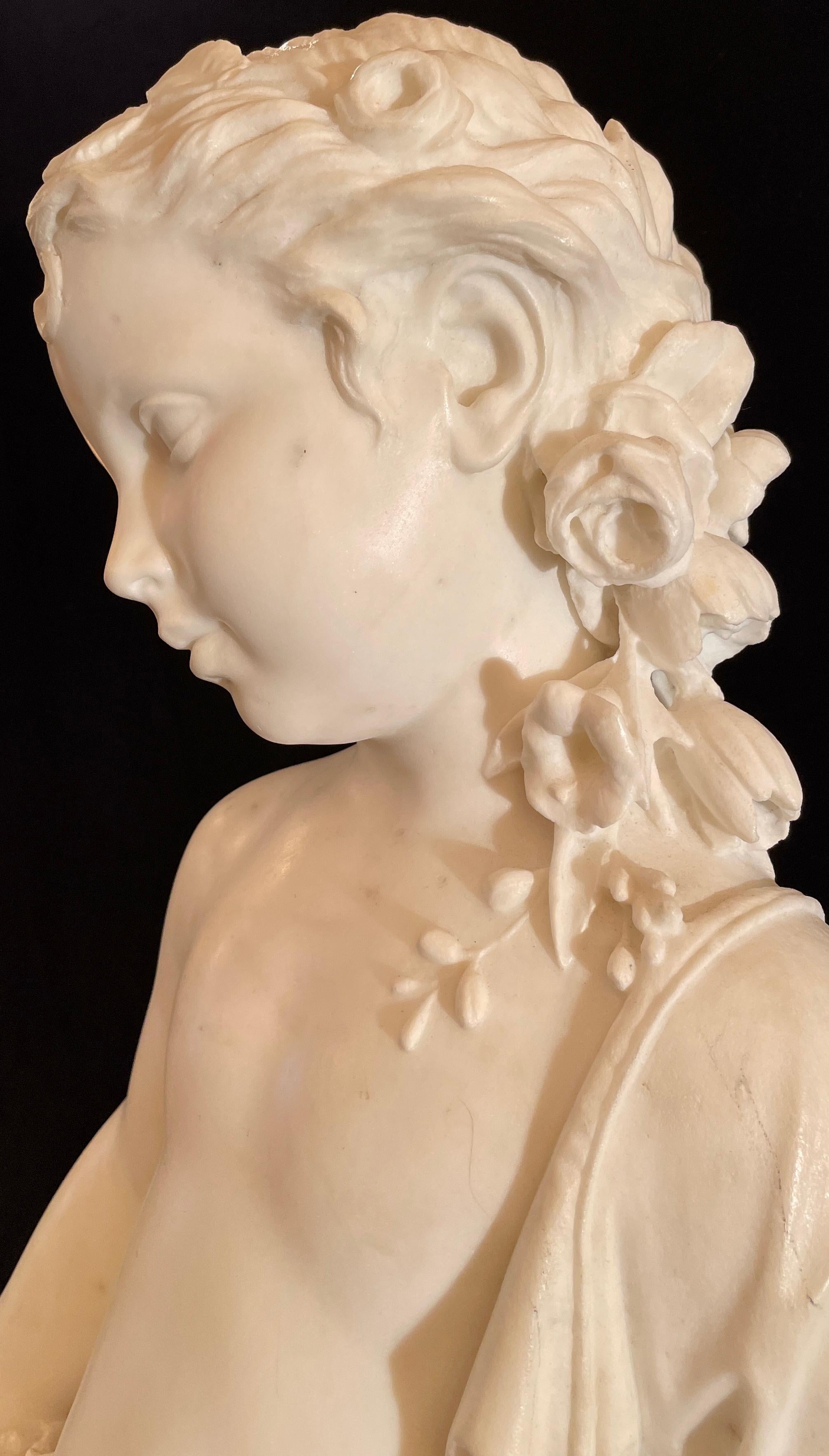 Sculpture italienne ancienne en marbre de Carrare par Raffaello Romanelli, vers 1890 en vente 1