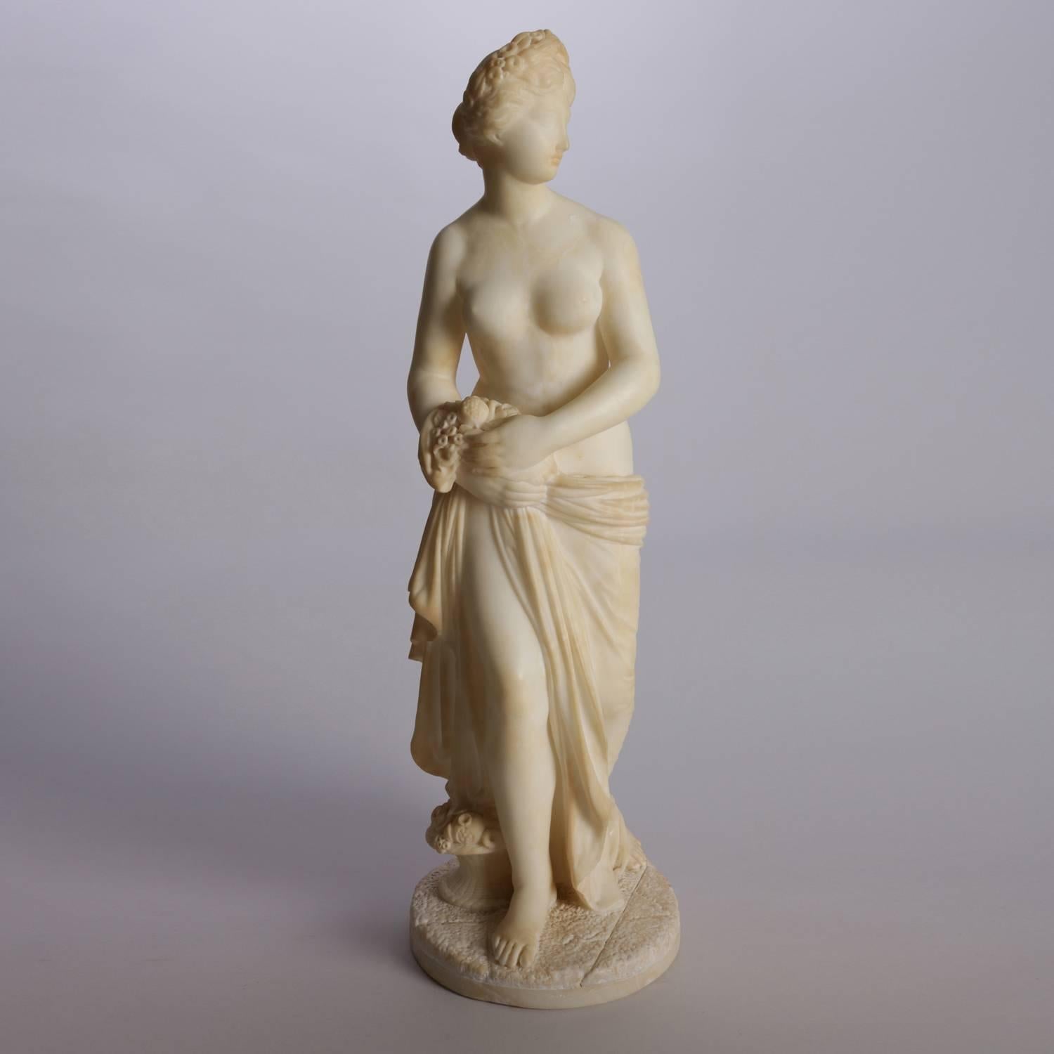 Antique Italian Carved Alabaster Classical Partial Nude Sculpture of Woman 3