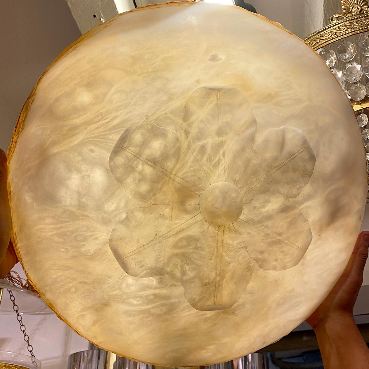 Early 20th Century Antique Italian Carved Alabaster Fixture For Sale