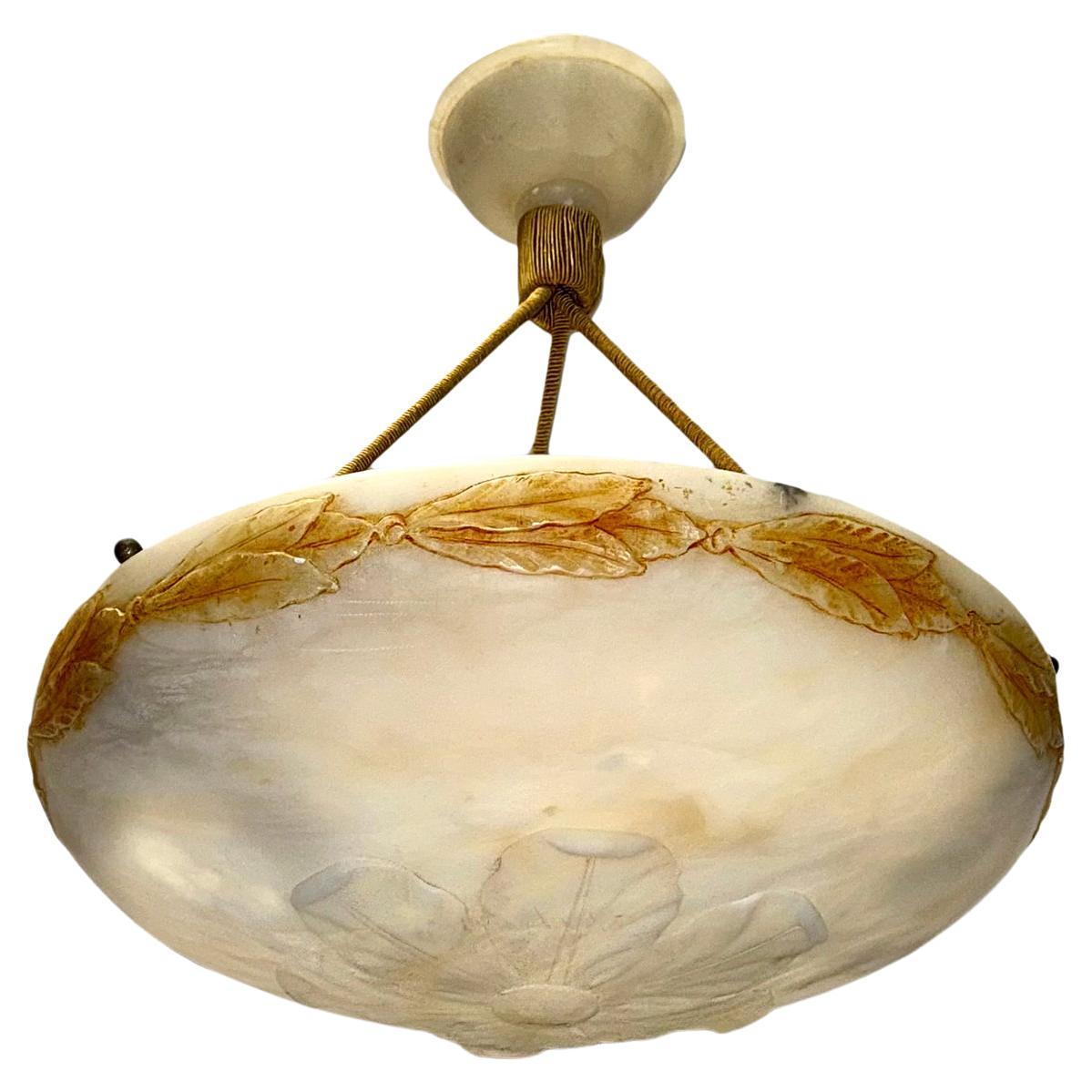 Antique Italian Carved Alabaster Fixture For Sale