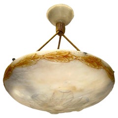 Antike italienische geschnitzte Alabaster-Leuchte