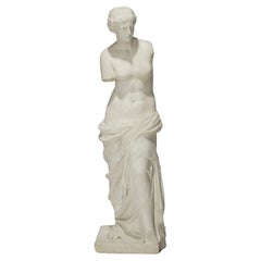 Antique Italian Carved Carrara Marble Full Figure Venus De Milo Sculpture 19th C