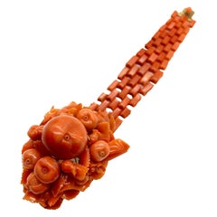 Antique Italian Carved Coral Bracelet. Made in Sicily in the early 19th century