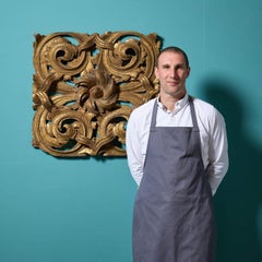 Antique Italian Carved Giltwood Acanthus Wall Hanging Panel