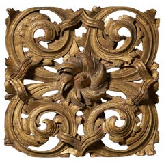 Antique Italian Carved Giltwood Acanthus Wall Hanging Panel