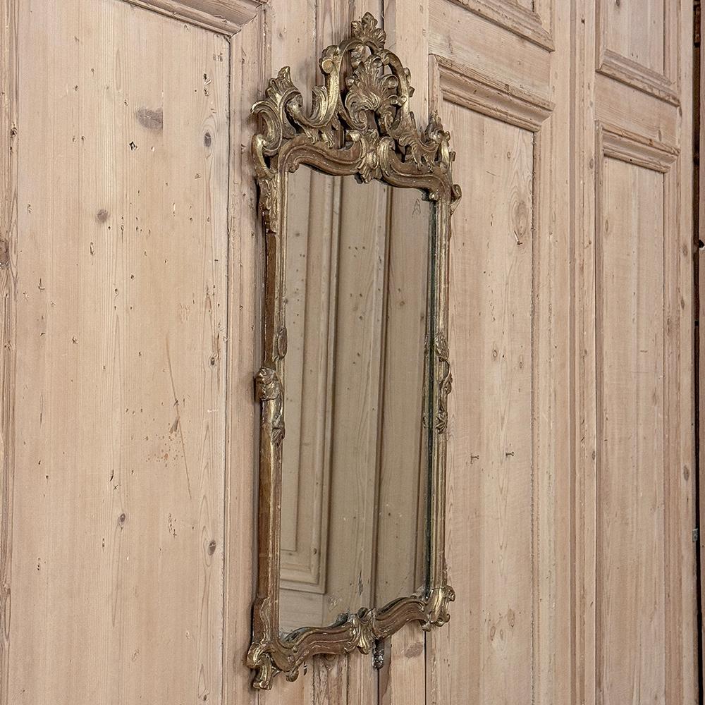 Antike italienische geschnitzt Giltwood Rokoko-Stil Spiegel im Angebot 8