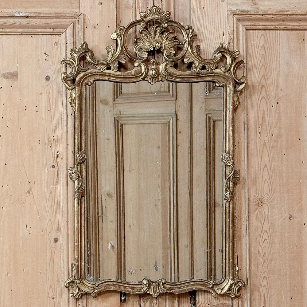 Antike italienische geschnitzt Giltwood Rokoko-Stil Spiegel (Italienisch) im Angebot