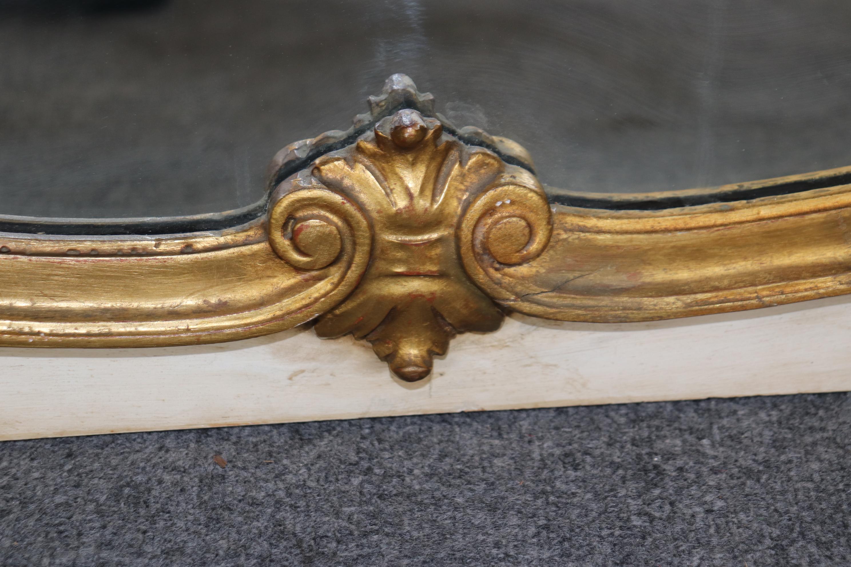 Antike italienische geschnitzt Gold vergoldet und Creme Farbe dekoriert Trumeau Spiegel im Angebot 1
