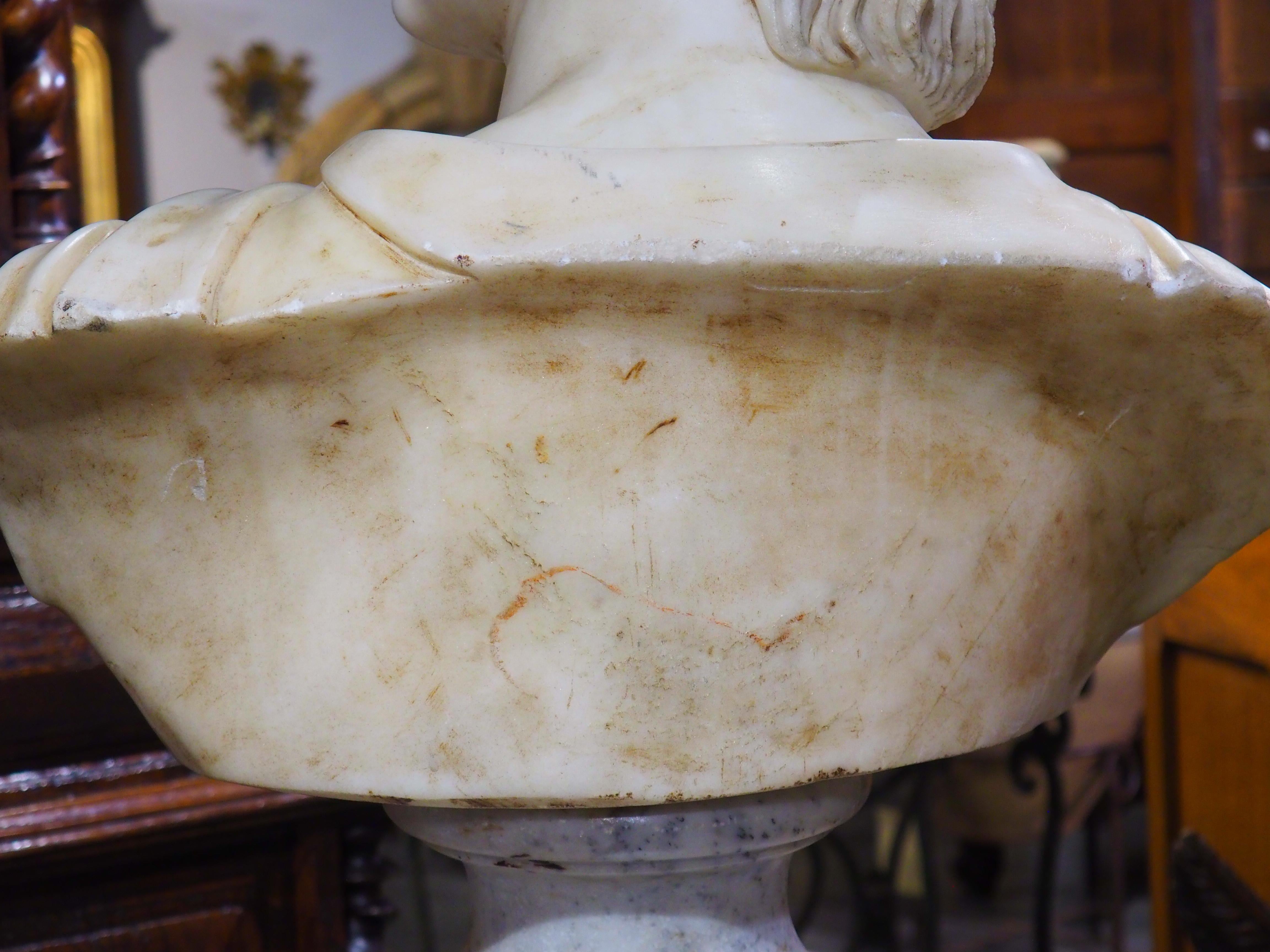 Antique Italian Carved Marble Bust of Apollo Belvedere, 19th Century 9
