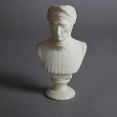 Antique Italian Carved Marble Bust Sculpture of Dante Alighieri, C 1890