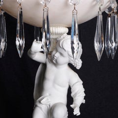 Antique Italian Carved Marble and Crystal Figural Cherub Tazza, 19th Century