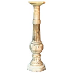 Antique Italian Carved Marble Neoclassical Sculpture Display Pedestal