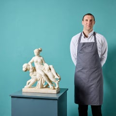 Antique Italian Carved Marble Sculpture of Ariadne and the Panther