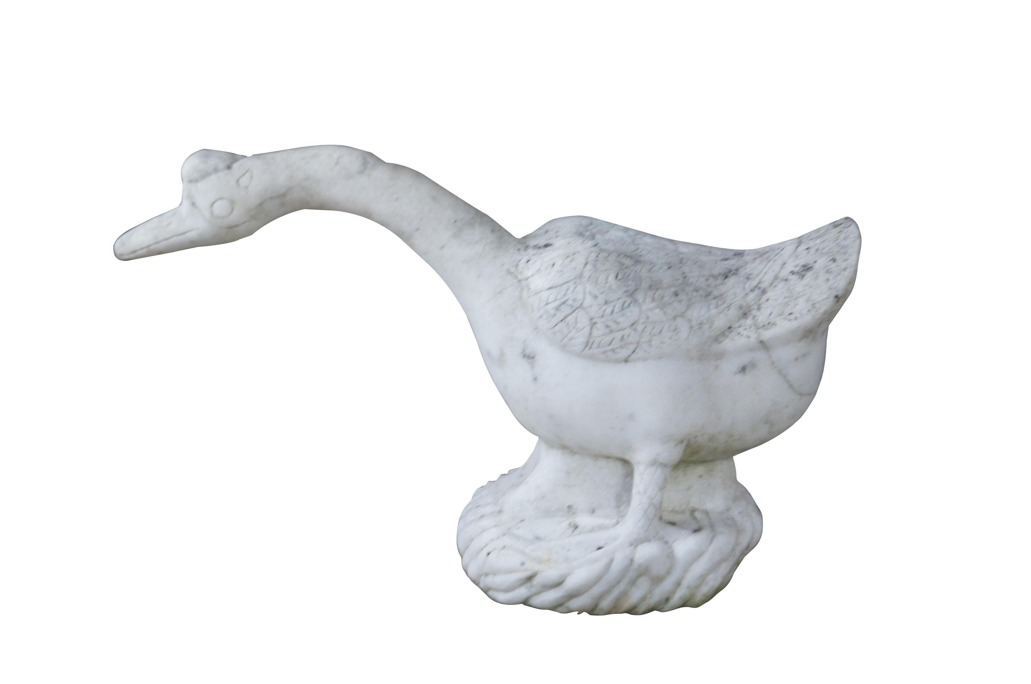 Antike italienische geschnitzte Marmor Stein Gans Gänse Vogel Garten Skulptur Statue 23