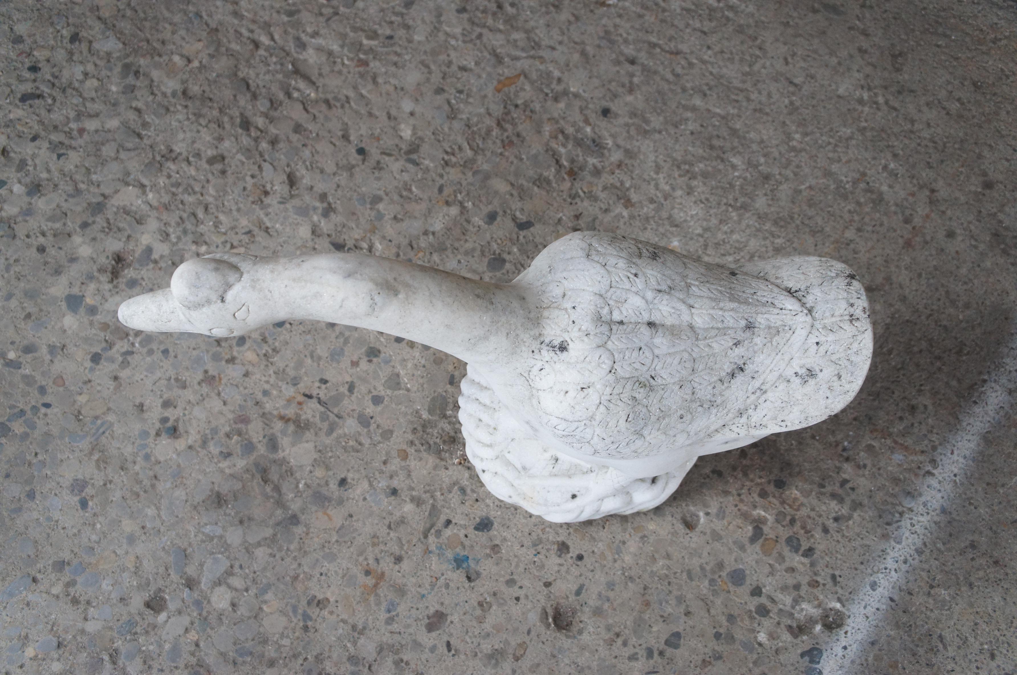 Mid-20th Century Antique Italian Carved Marble Stone Goose Geese Bird Garden Sculpture Statue 23