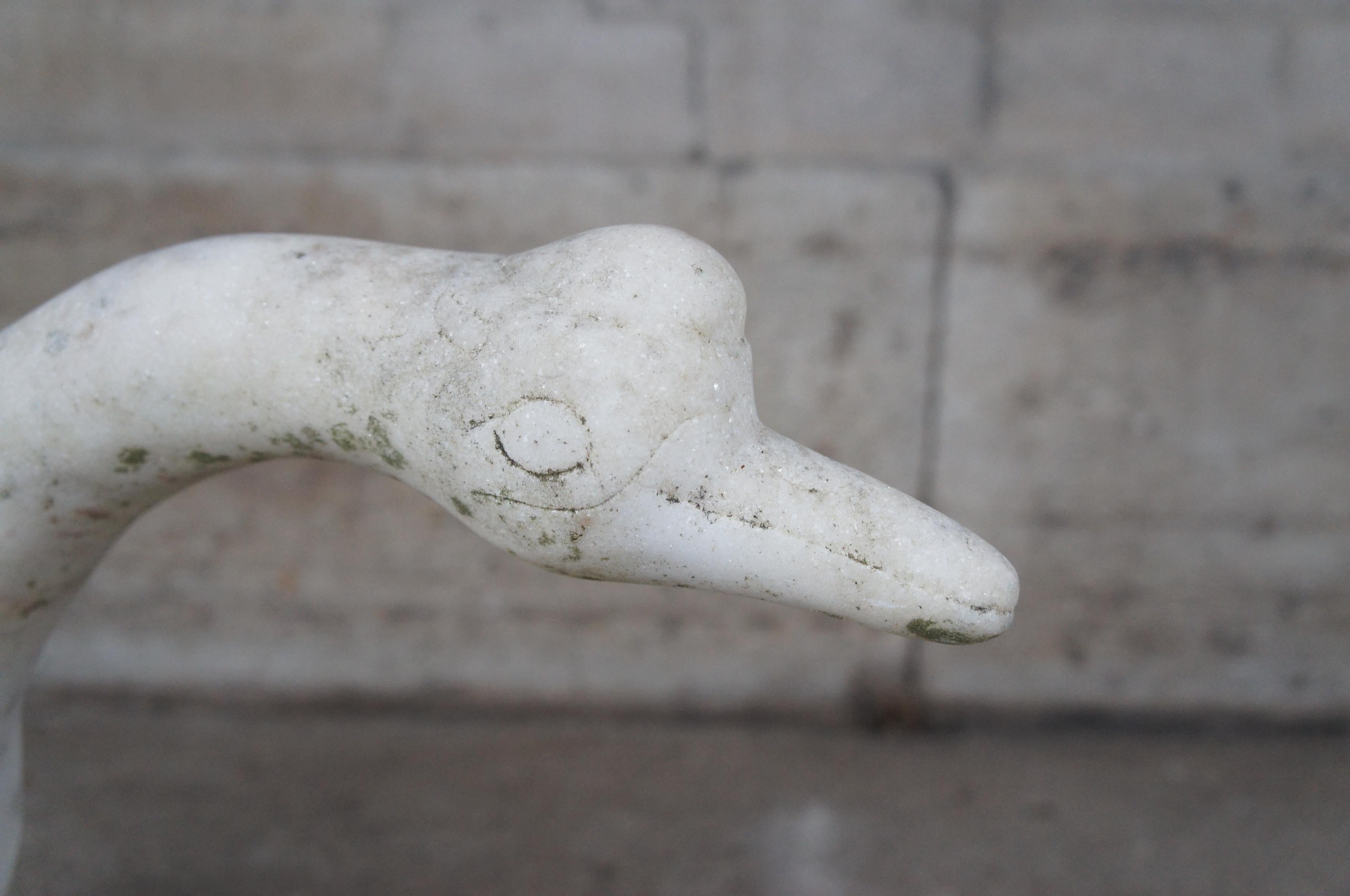 Antike italienische geschnitzte Marmor Stein Gans Gänse Vogel Garten Skulptur Statue 23