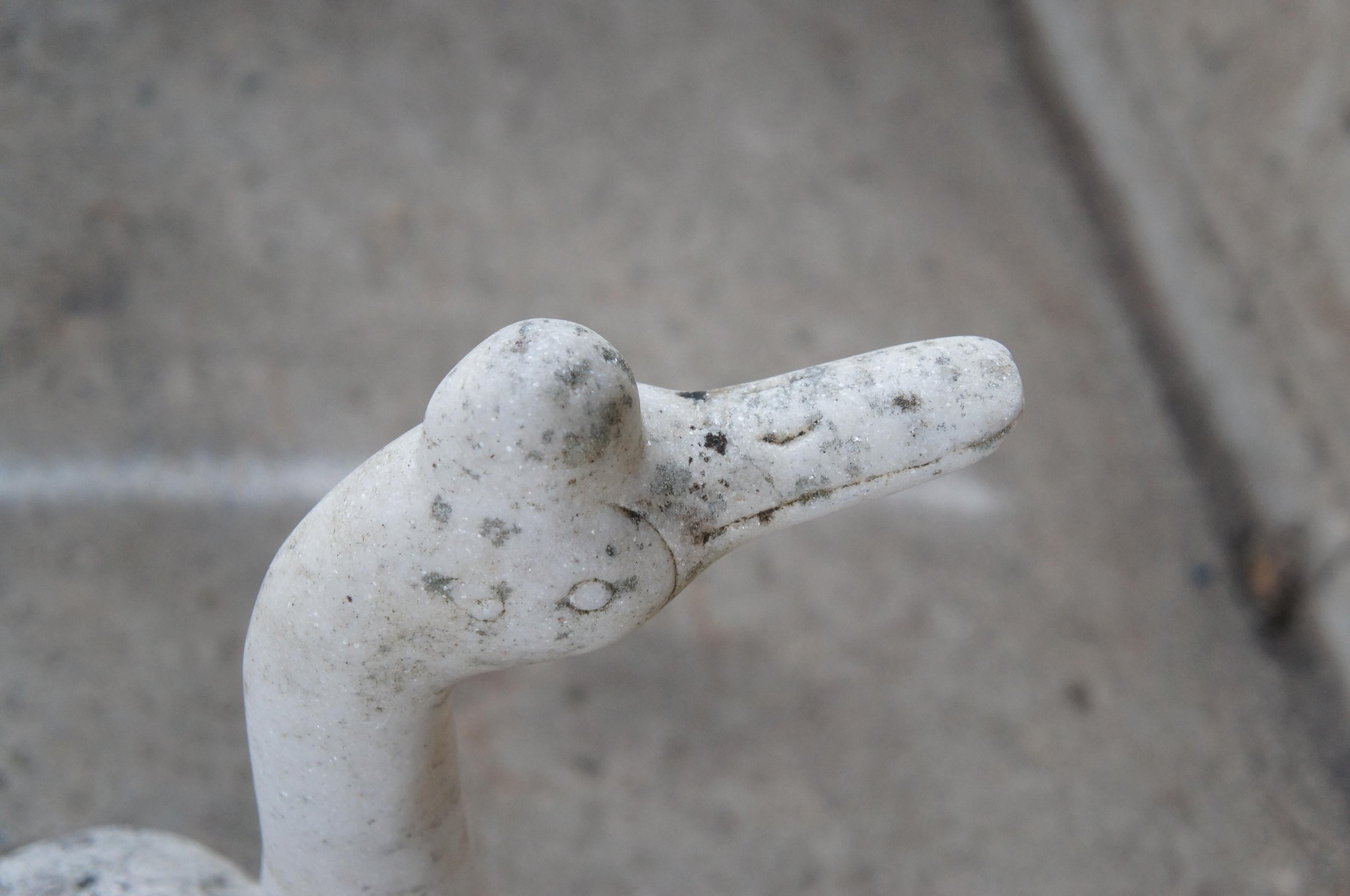 Antiquities Italian Carved Marble Stone Goose Geese Bird Garden Sculpture Statue 24