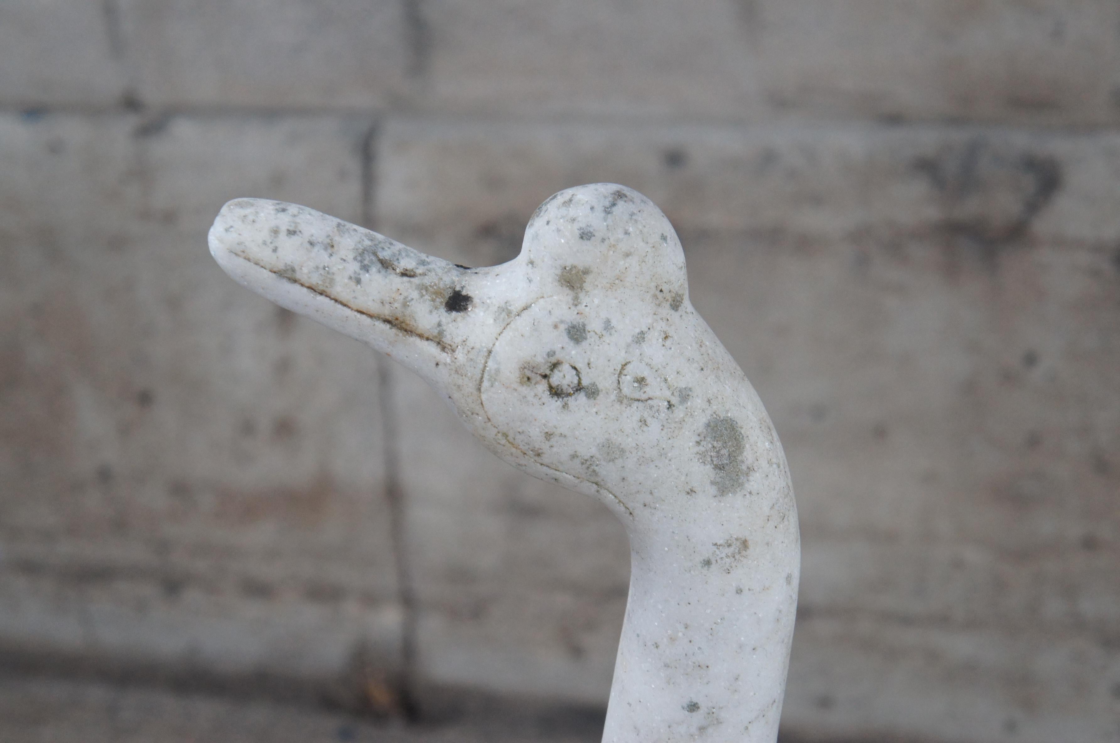 Mid-20th Century Antique Italian Carved Marble Stone Goose Geese Bird Garden Sculpture Statue 24