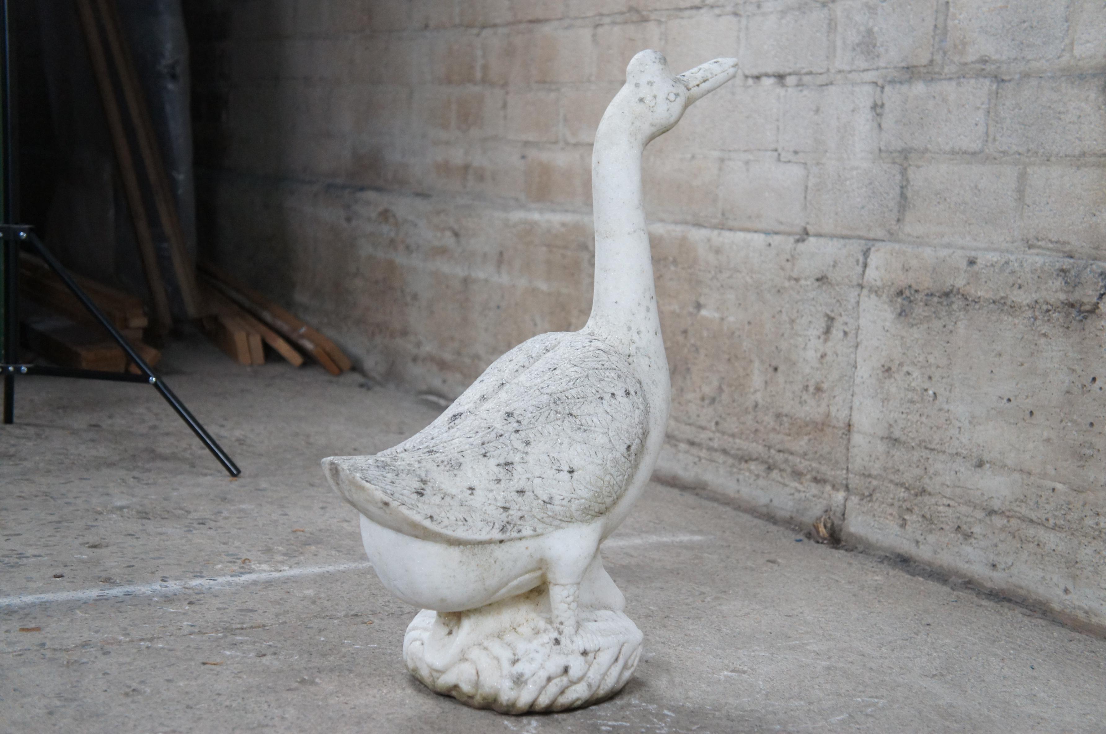 Antiquities Italian Carved Marble Stone Goose Geese Bird Garden Sculpture Statue 24