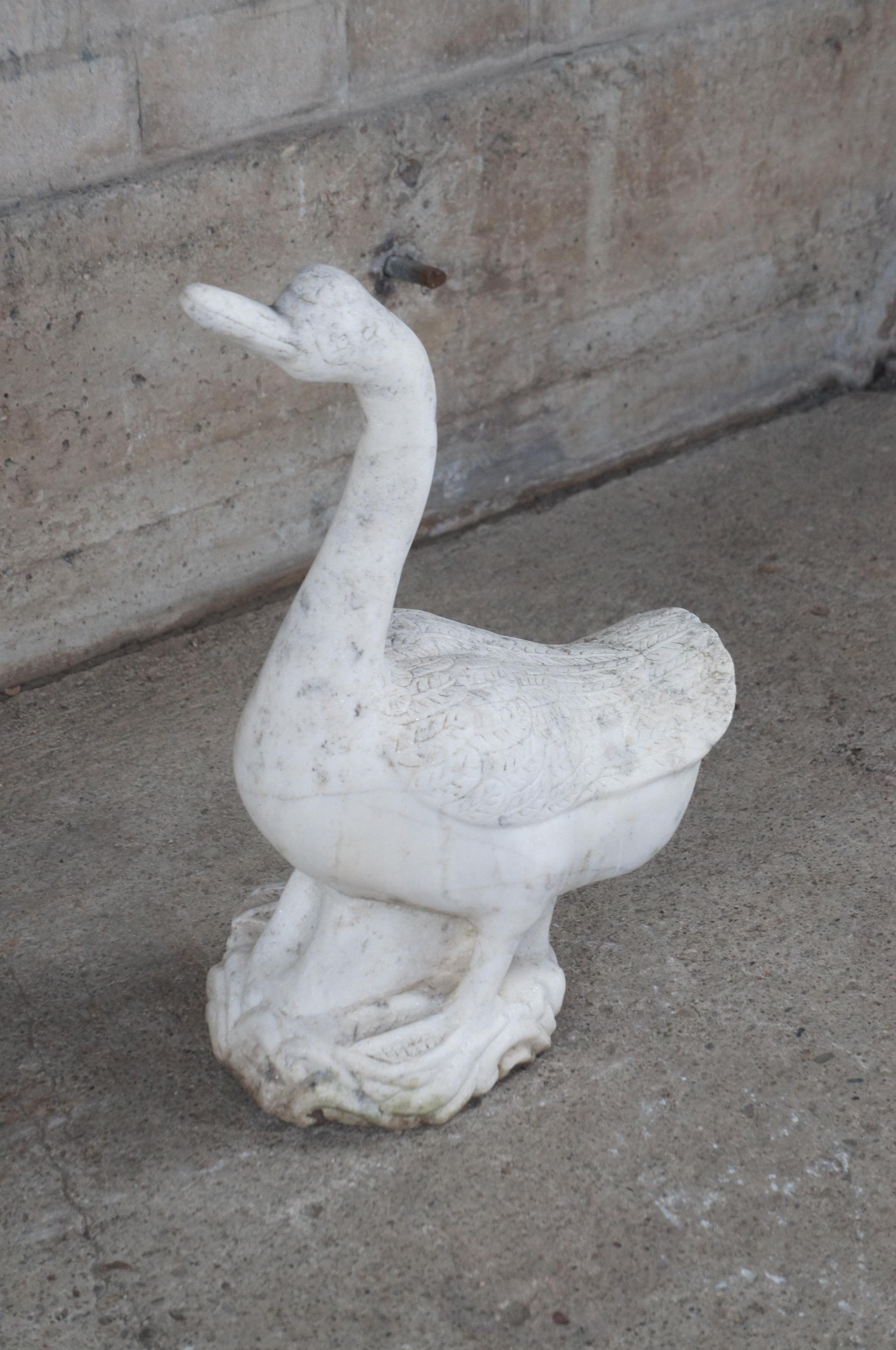 Mid-20th Century Antique Italian Carved Marble Stone Goose Geese Bird Garden Sculpture Statue 25