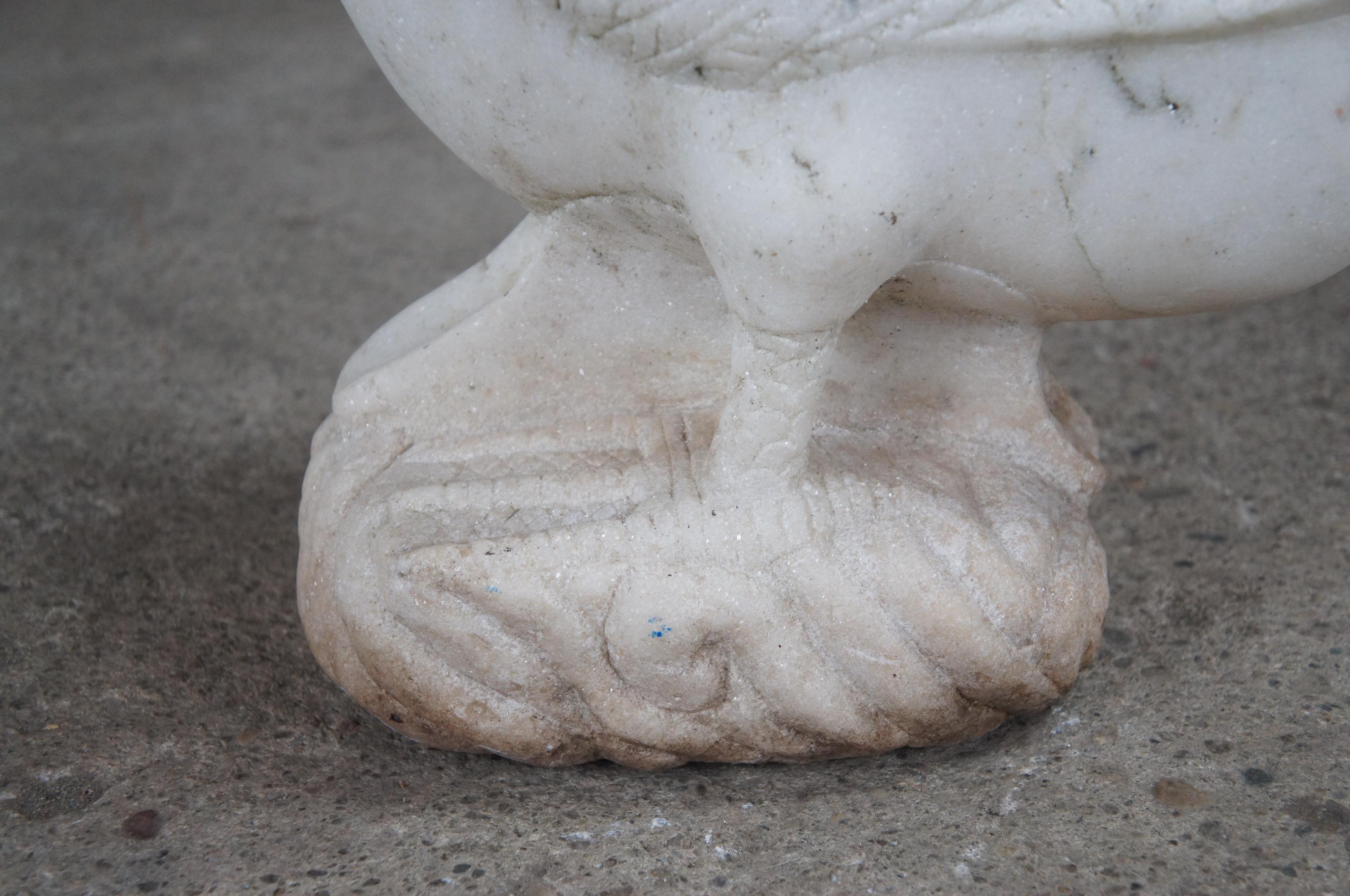 Escultura Italiana de Mármol Tallado en Piedra Ganso Escultura de Pájaro de Jardín de 25