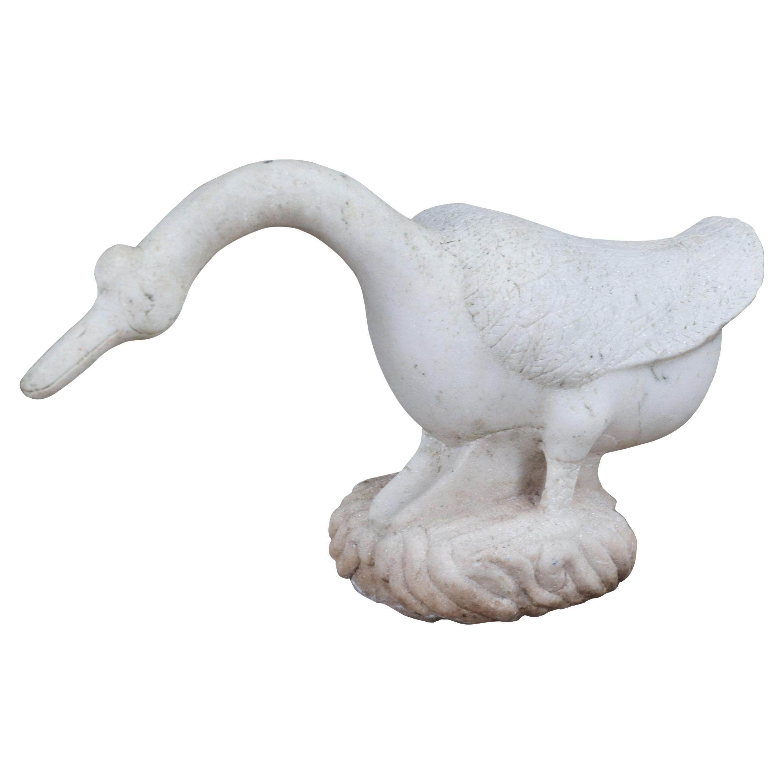 Antique Italian Carved Marble Stone Goose Geese Bird Garden Sculpture Statue 25" For Sale