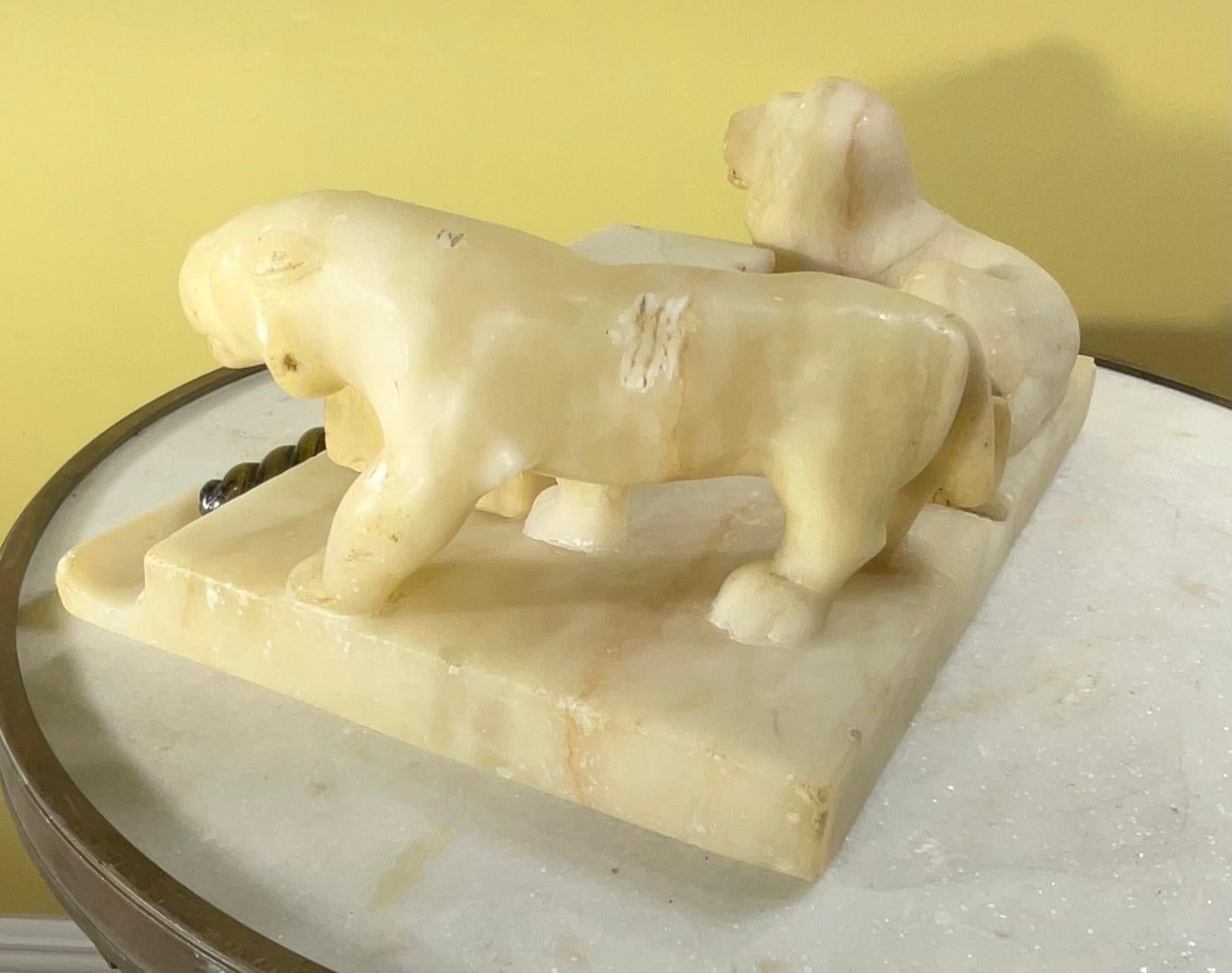 19th Century Antique Italian Carved Marble Stone Inkwell For Sale