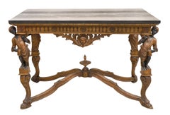 Antique Italian Carved Nubian Center Table With Marble Top 19th Century