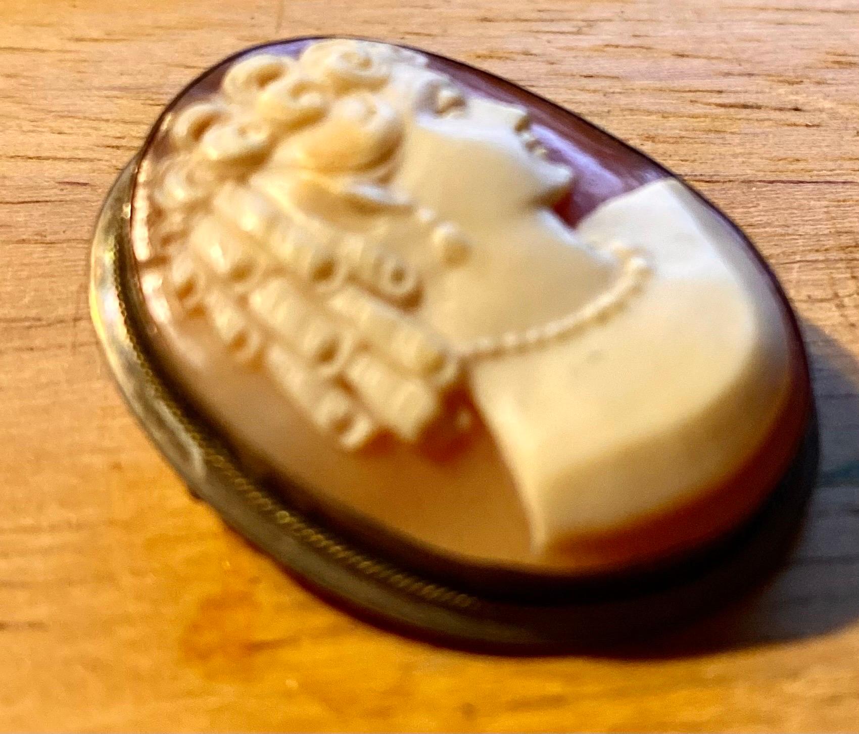 Art Nouveau Antique Italian Carved Shell And Silver Cameo For Sale