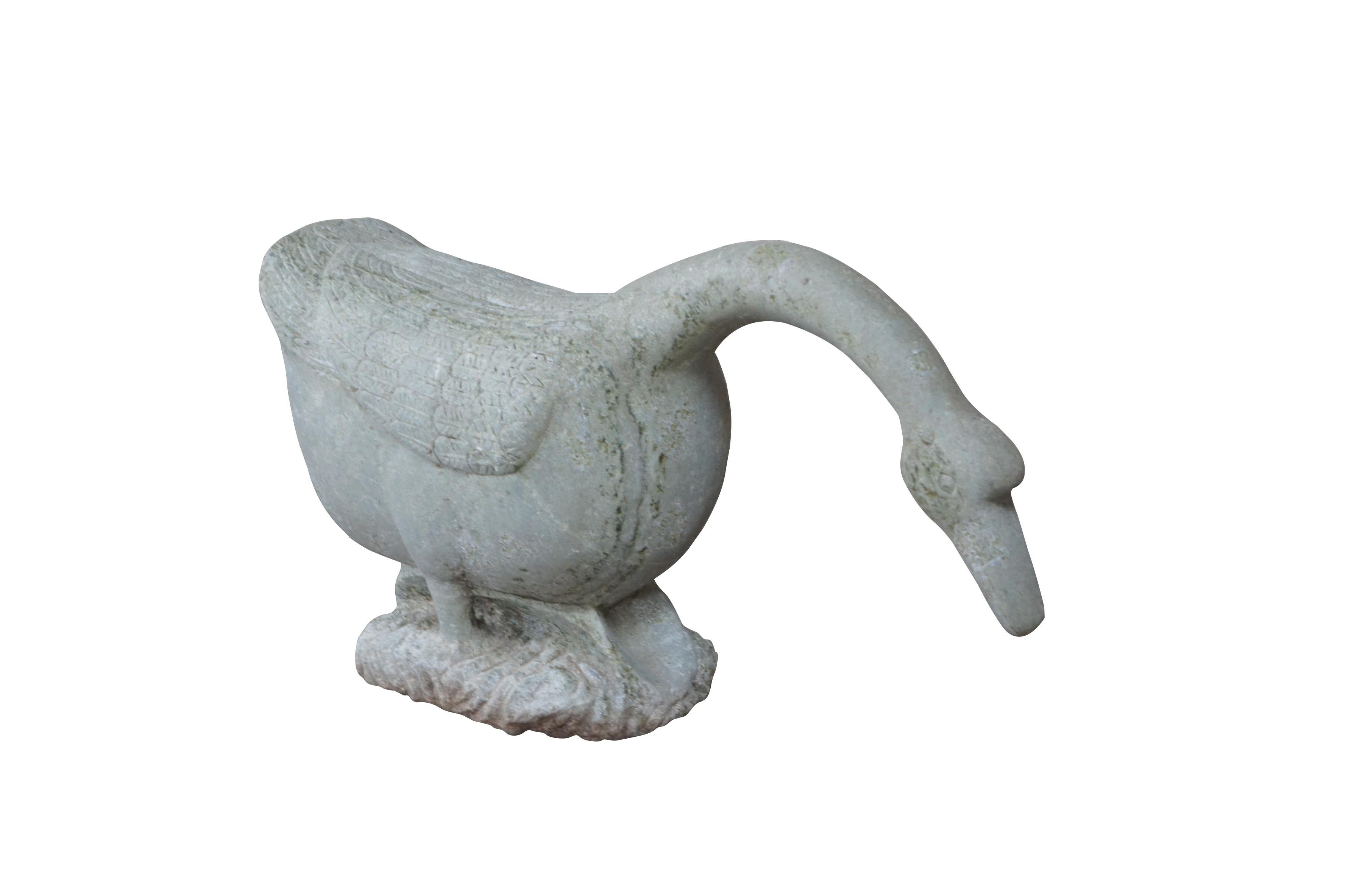 Heavy antique carved stone goose garden sculpture.  Made in Italy circa 1930s.

Dimensions:
24