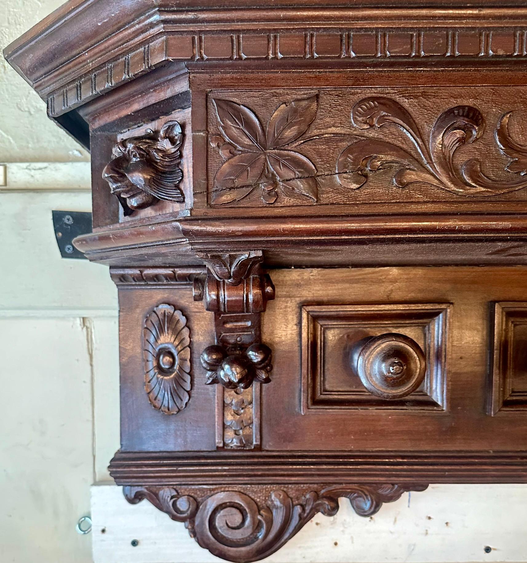 19th Century Antique Italian Carved Walnut Hanging Coat Rack, Circa 1880-1890. For Sale