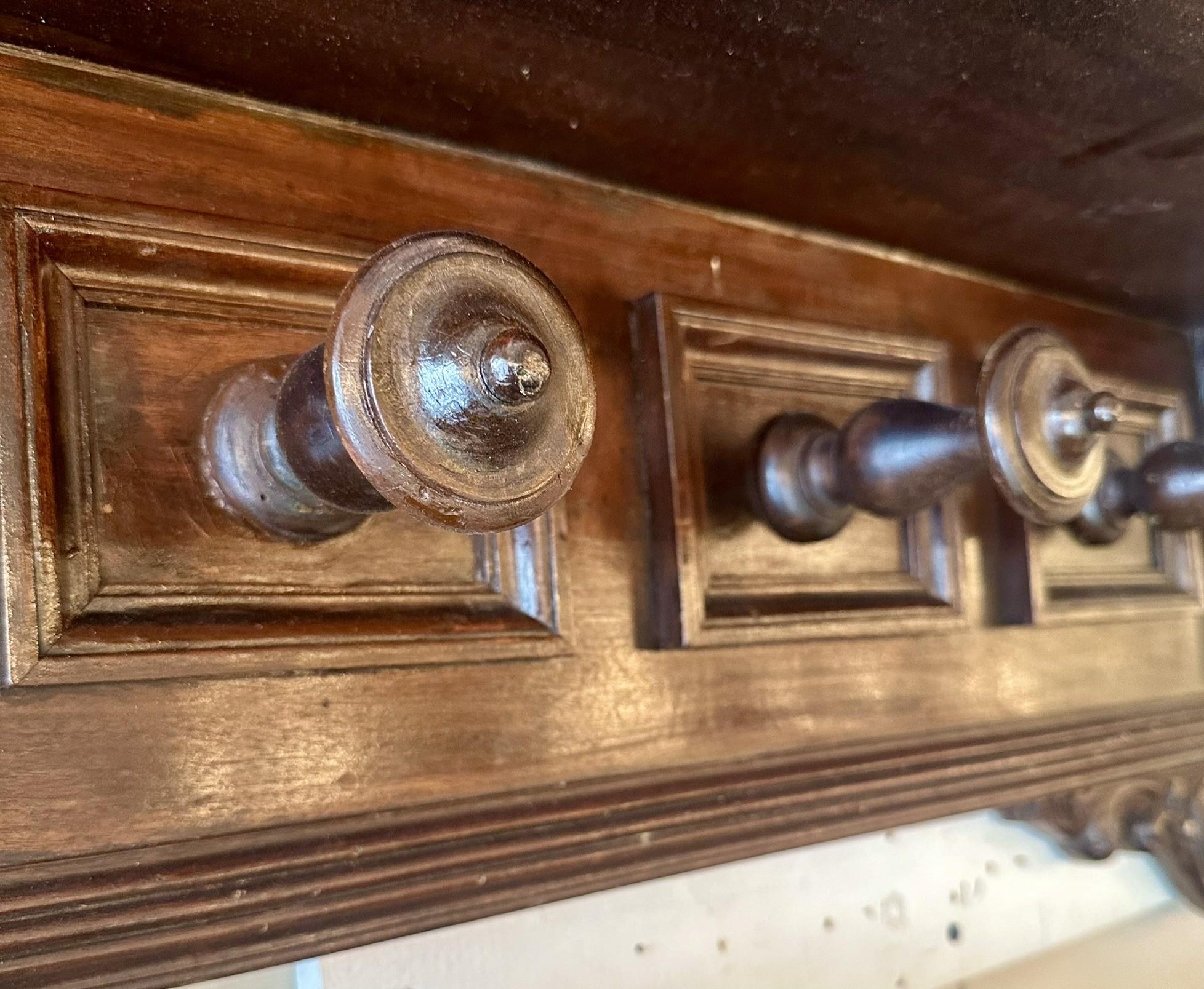 Antique Italian Carved Walnut Hanging Coat Rack, Circa 1880-1890. For Sale 2