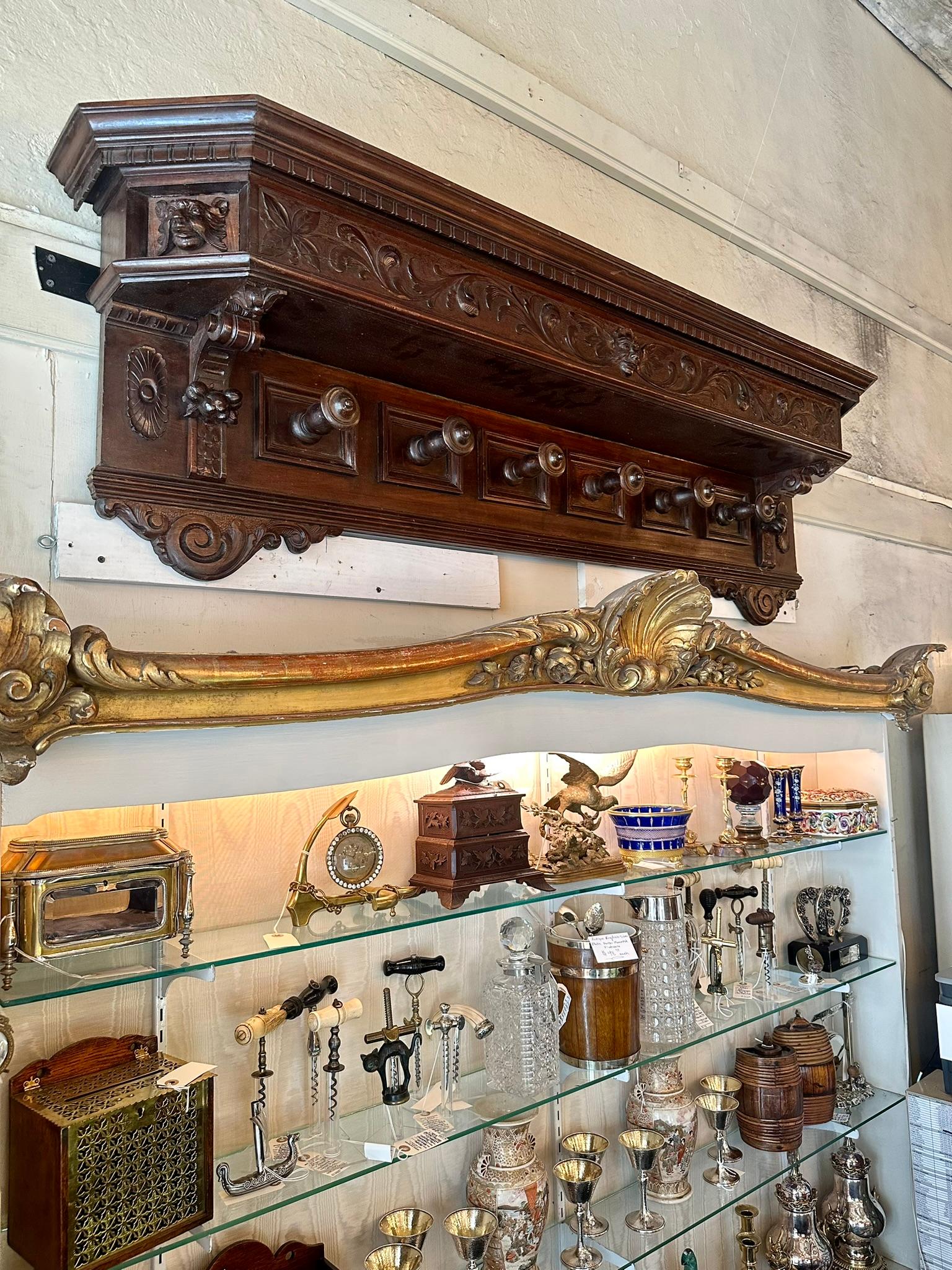 Antique Italian Carved Walnut Hanging Coat Rack, Circa 1880-1890. For Sale 3
