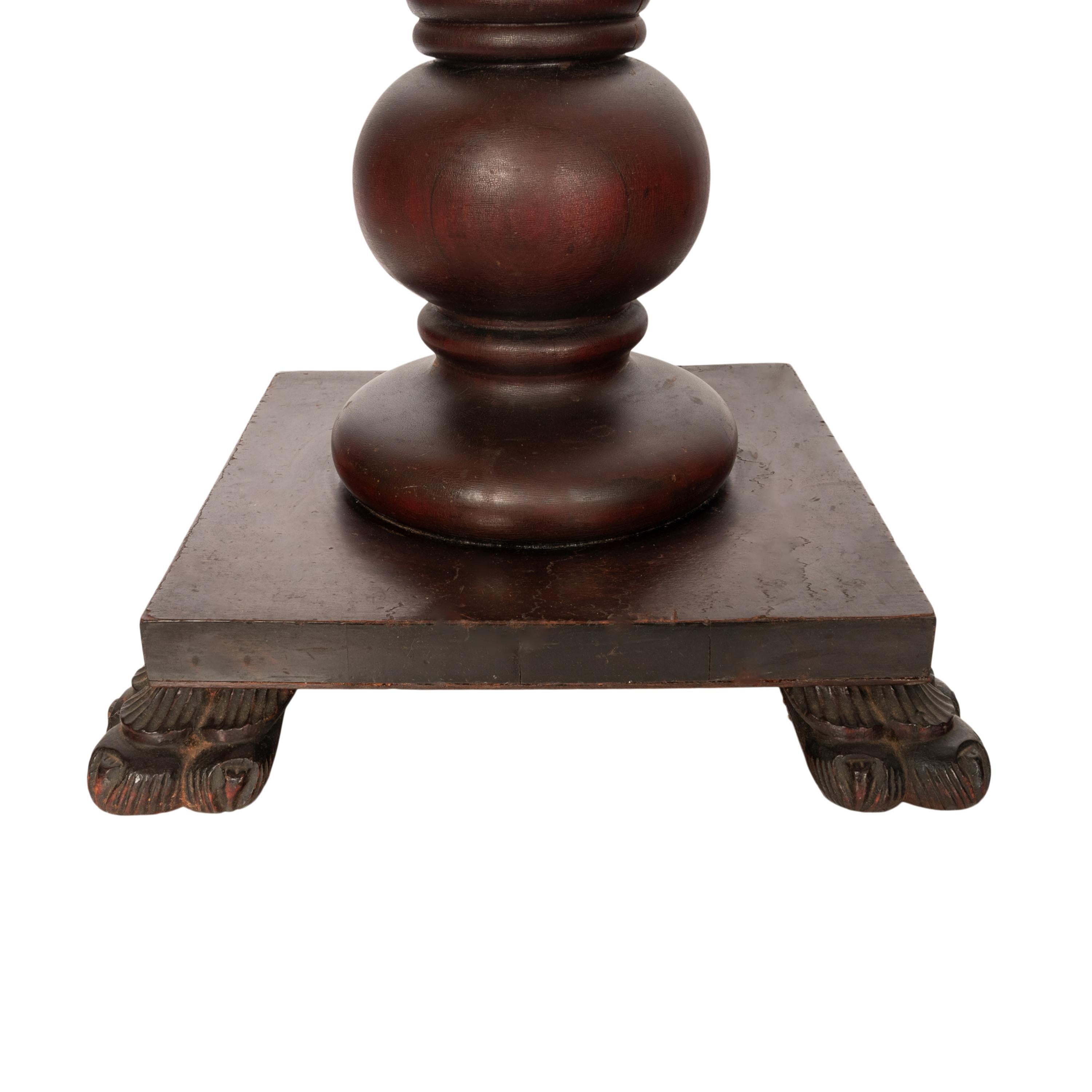 Antique Italian Carved Walnut Statue Pedestal Wine Candle Lamp Stand Table 1900 For Sale 5