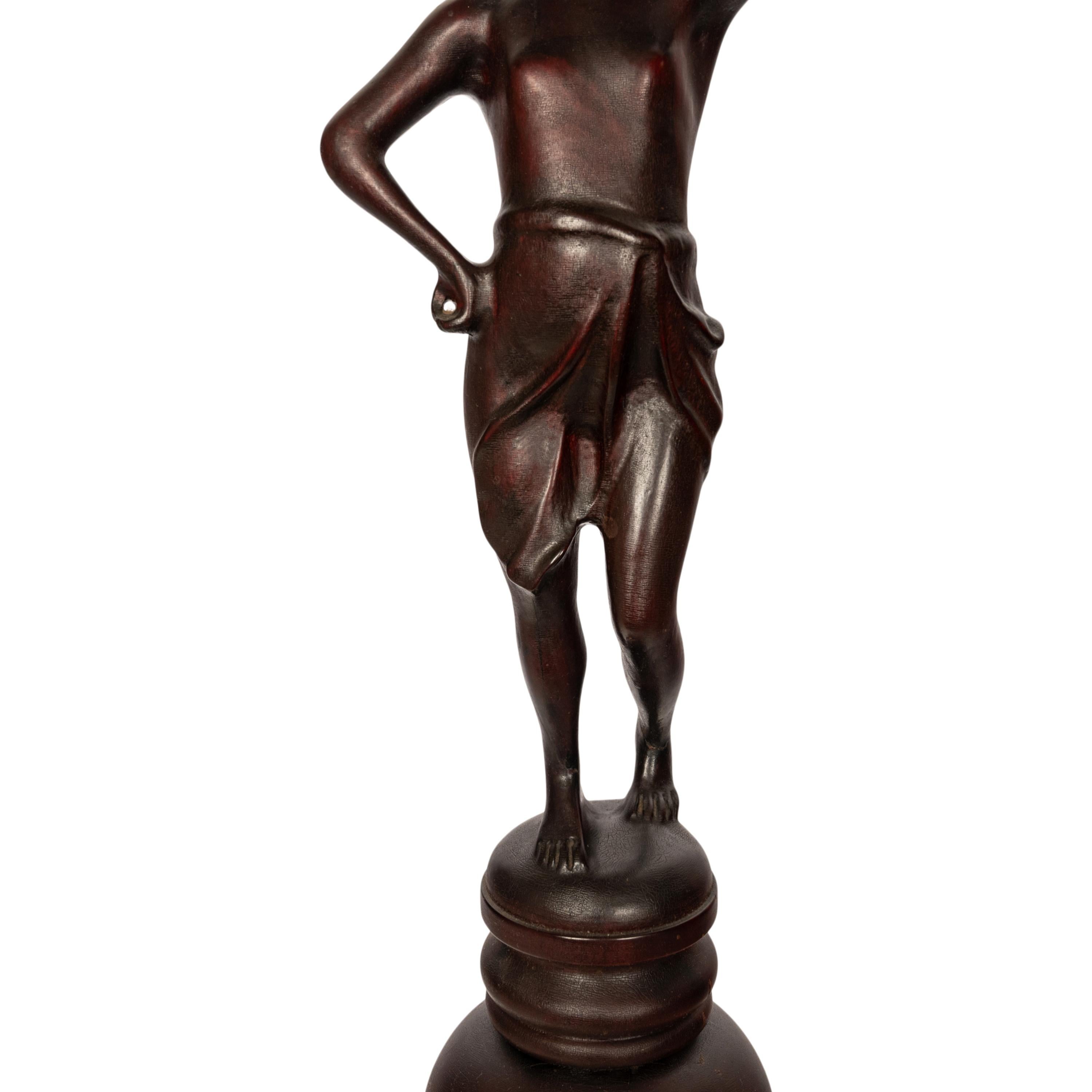 Antique Italian Carved Walnut Statue Pedestal Wine Candle Lamp Stand Table 1900 For Sale 6