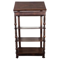 Antique Italian Carved Walnut Wood Three Shelves Open Bookcase Credenza Cupboard