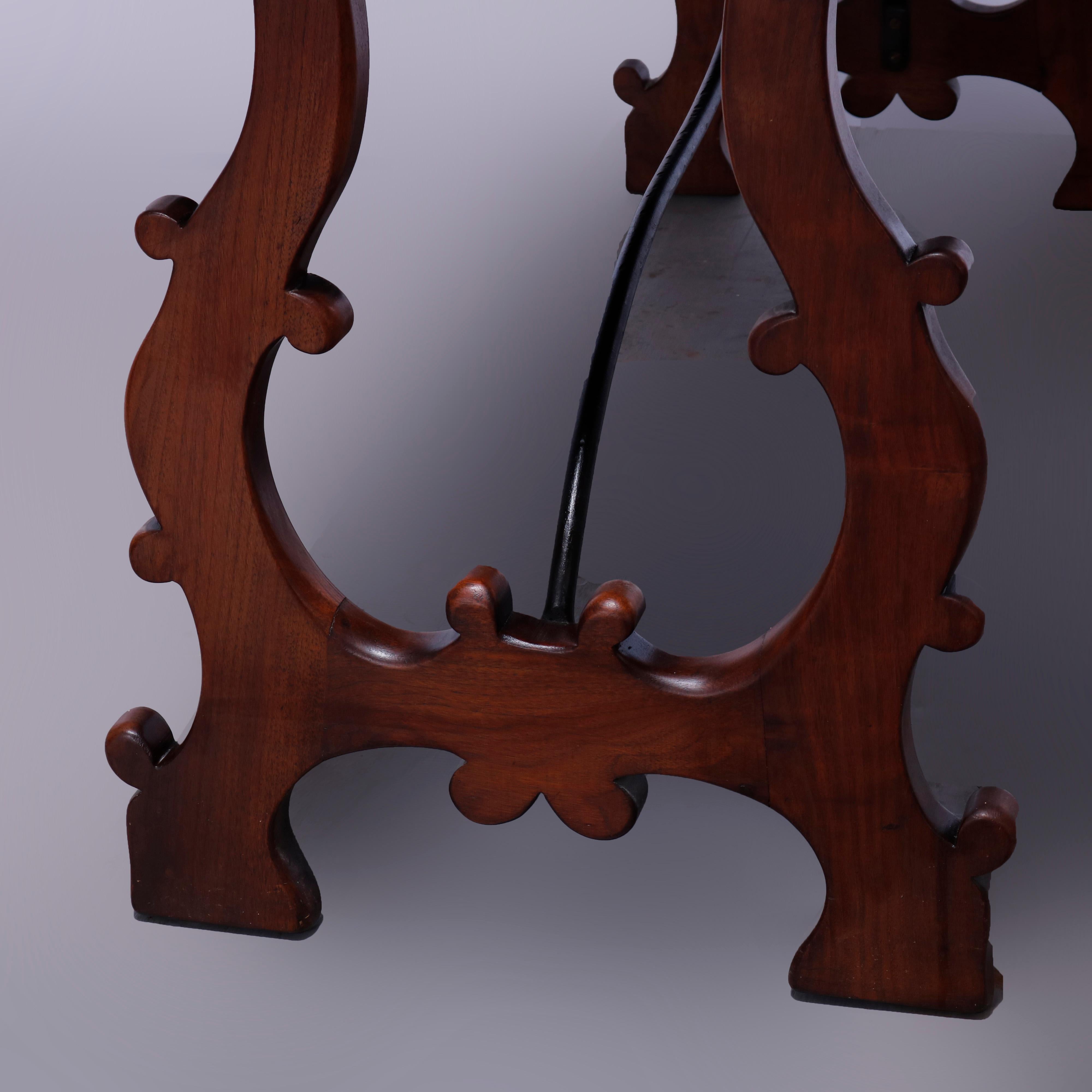 Antique Italian Carved Walnut & Wrought Iron Console Library Table, c1910 11