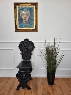 Antique Italian Carved Wood Coat of Arms Chair