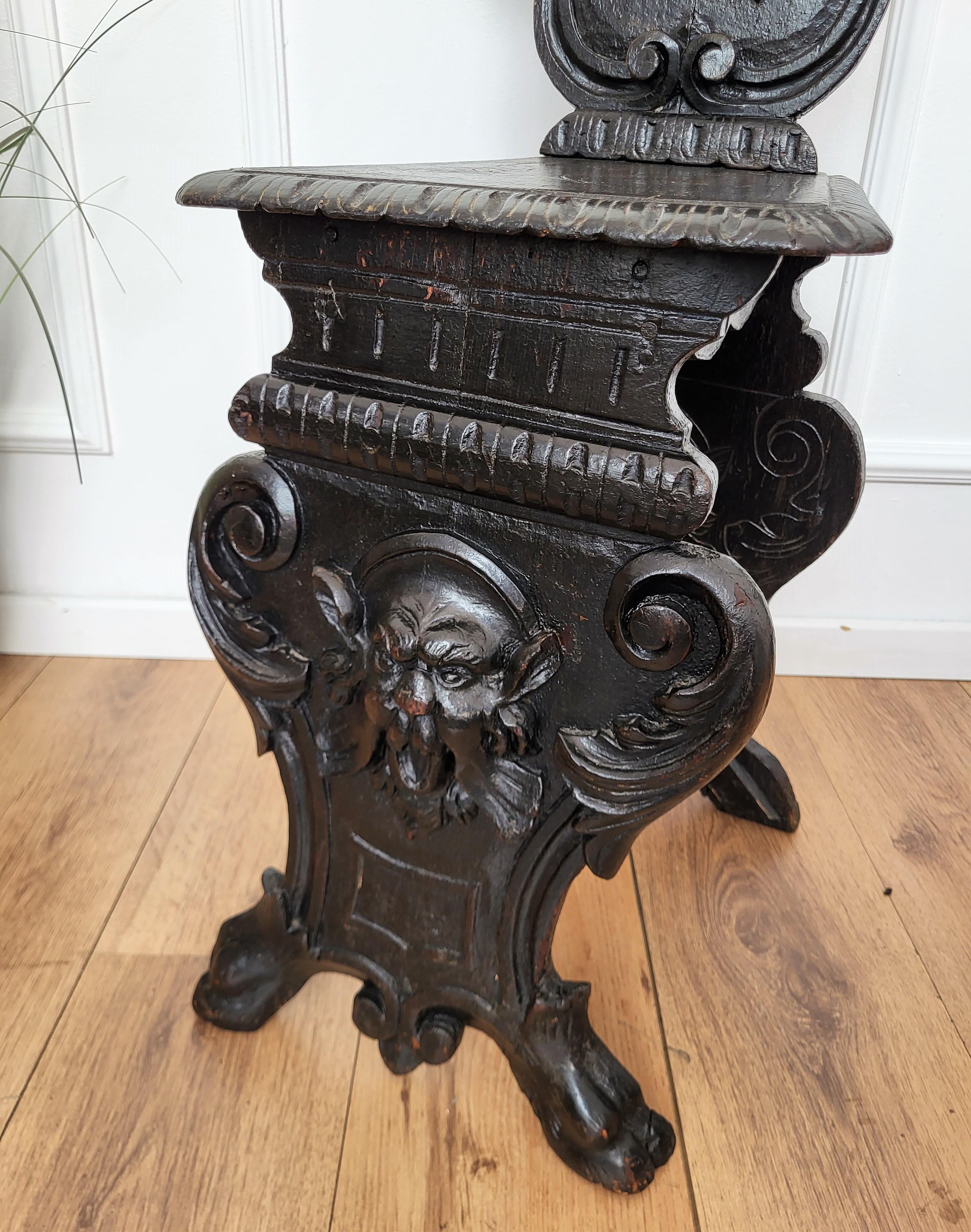 20th Century Antique Italian Carved Wood Coat of Arms Chair  For Sale