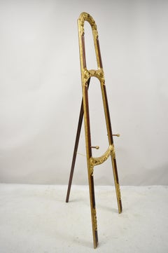 Antique Italian Carved Wood Easel Gold Gilt French Art Painting Stand Display