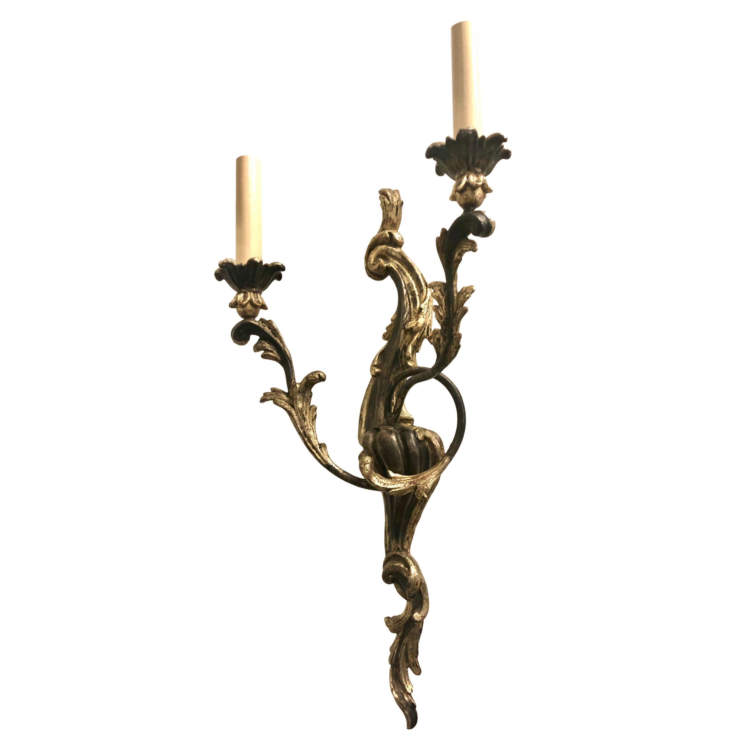 Antique Italian Carved Wood Sconces In Good Condition For Sale In New York, NY