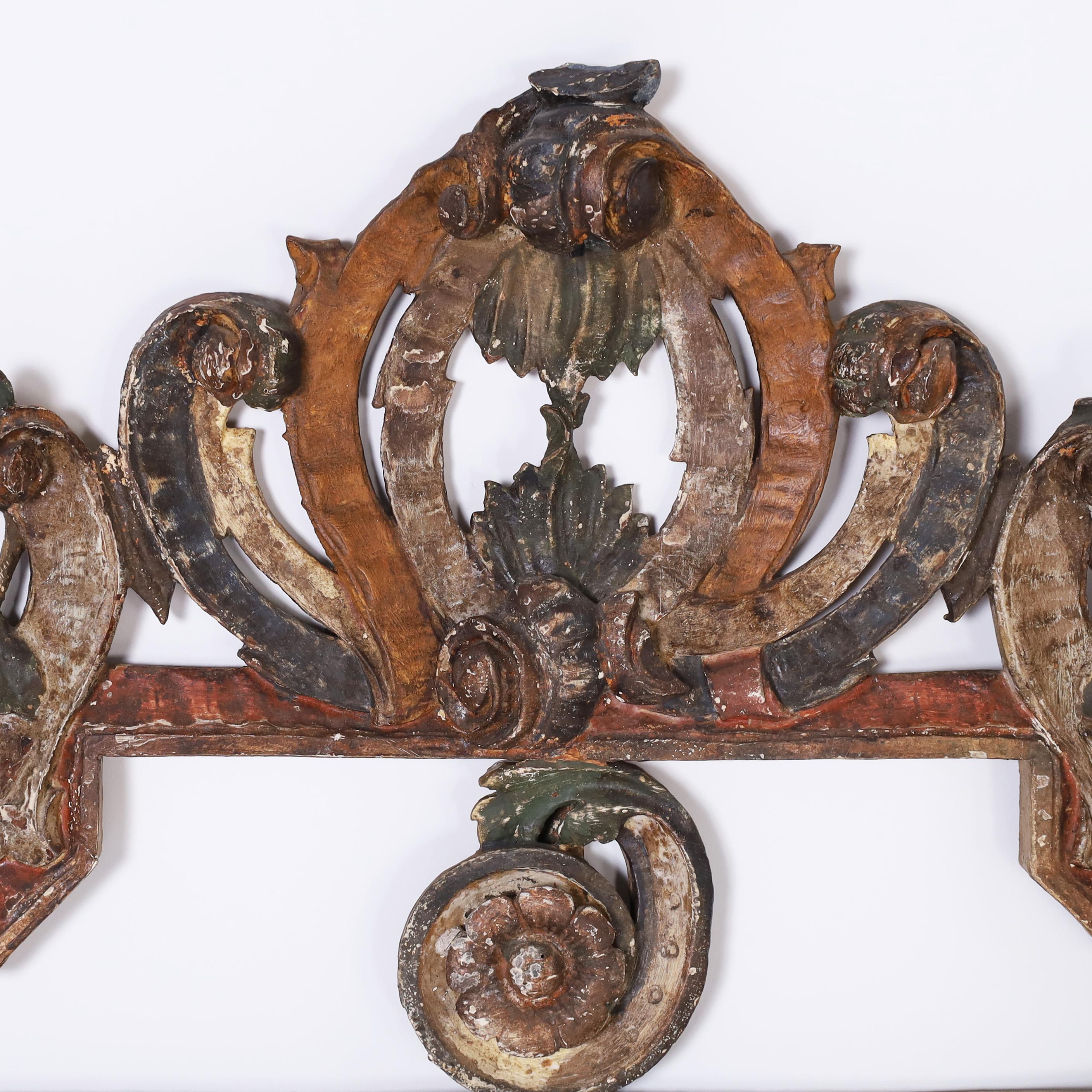 Hand-Crafted Antique Italian Carved Wood Wall Mirror