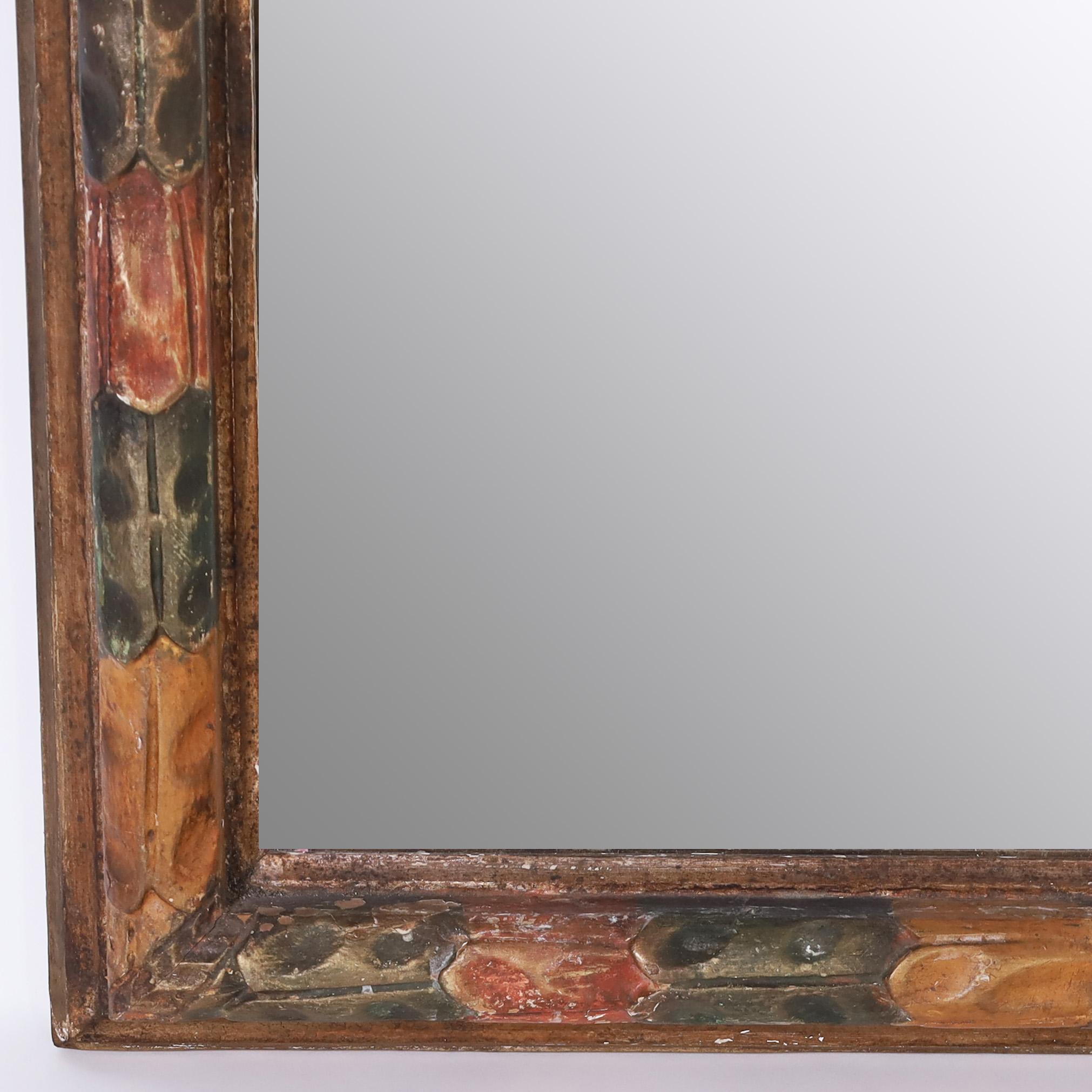 Antique Italian Carved Wood Wall Mirror 1