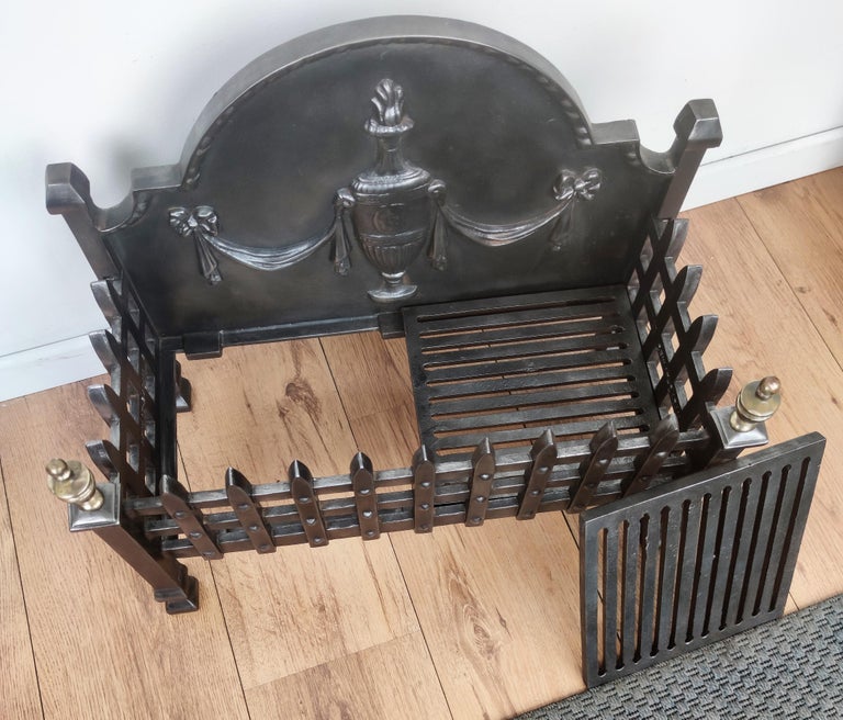 Antique Italian Cast Iron Fire Grate Fireplace Log Holder For Sale at