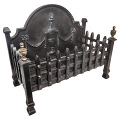 Ancienne grille de cheminée en fonte italienne Porte-bûches de cheminée